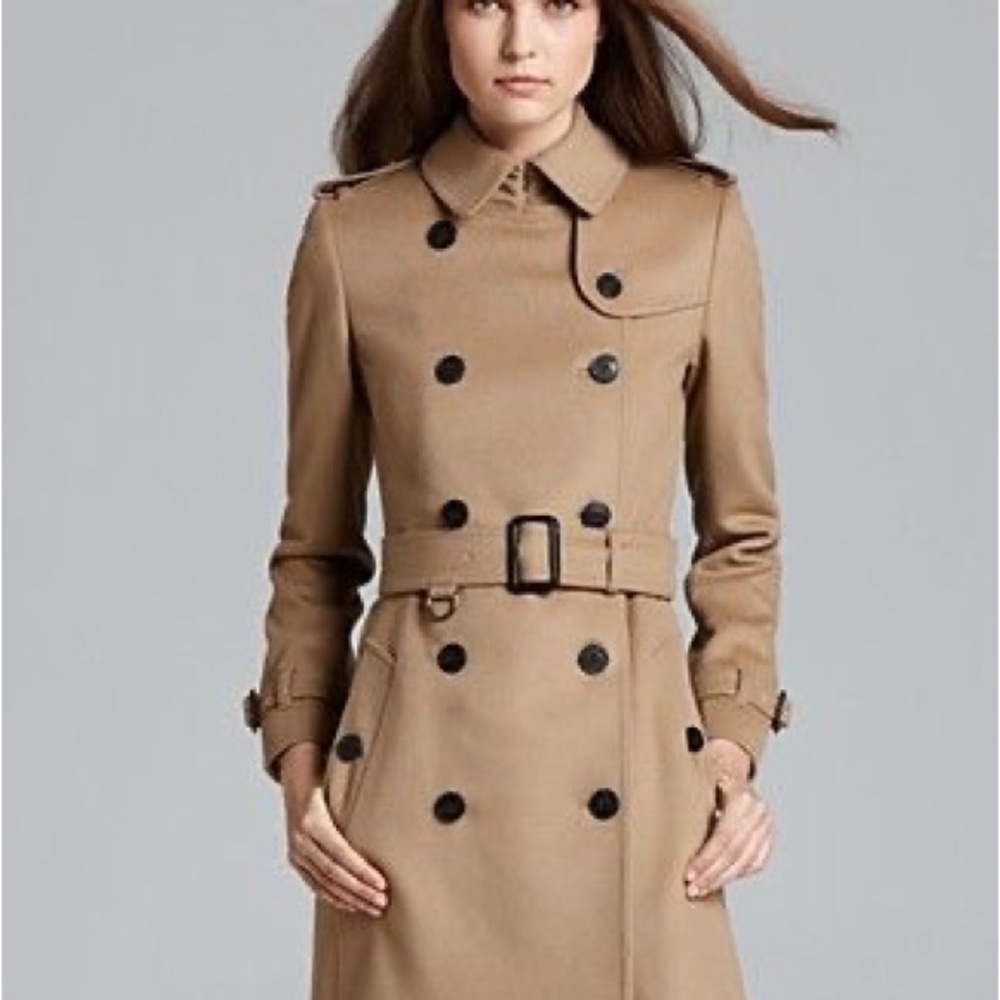 Burberry wool cashmere Tan Double-Breasted Trench Coat